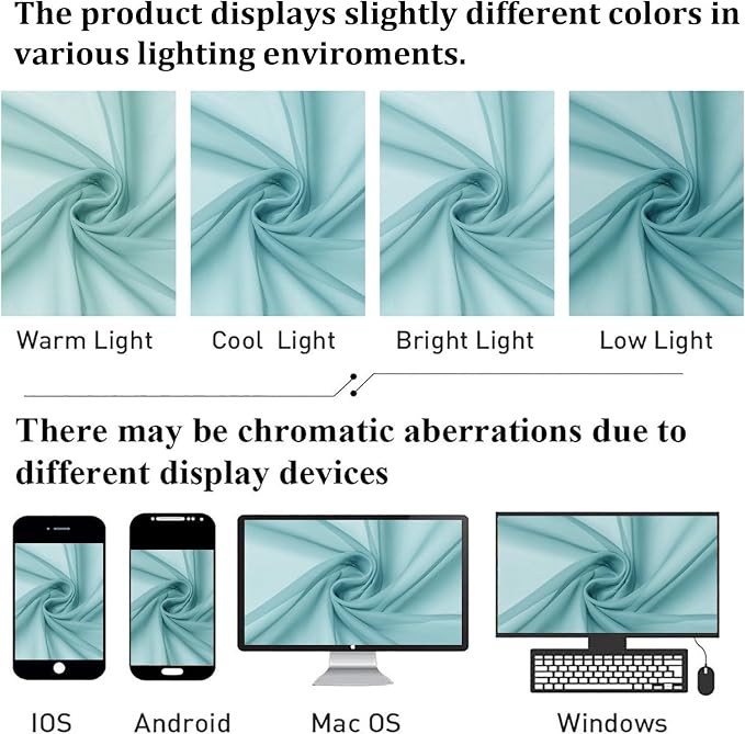 Lecloud Aqua Sheer Curtains for Living Room 78 Inches Long 2 Pcs, Dual Rod - Image 4