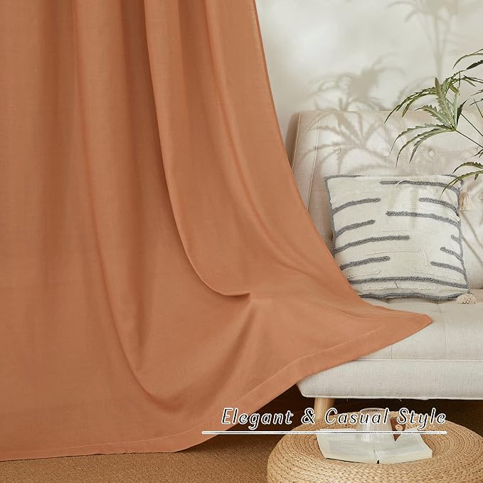 NICETOWN Linen Curtains for Windows 90 inch Long, Grommet Semi Sheer Vertical - Image 4