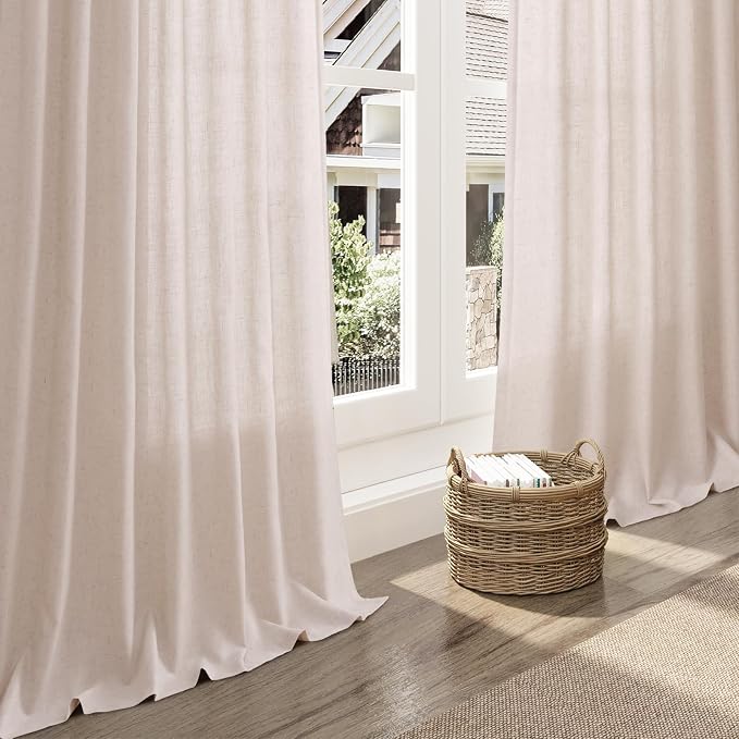 Nanspring Natural White Linen Curtains 102 Inches Long - Image 5