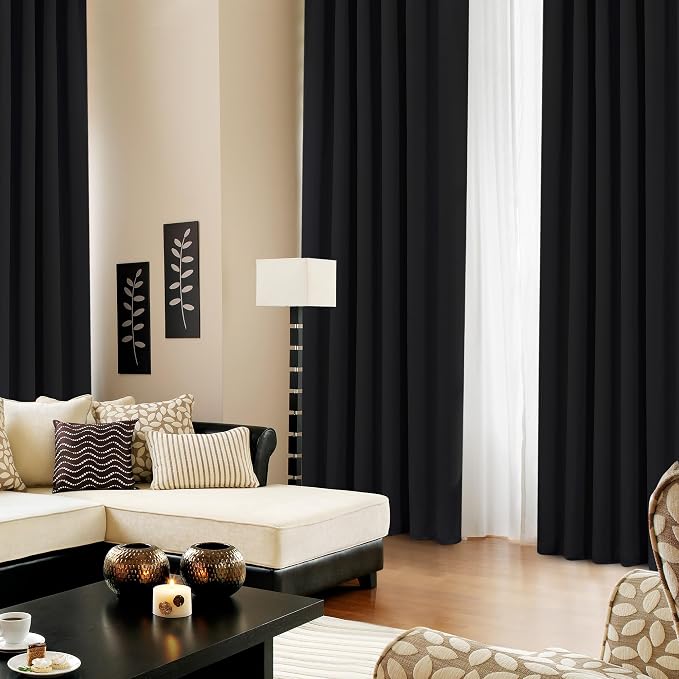 Deconovo Blackout Curtains, Thermal Insulated, W42 x L63 2 Panels, Back Tab - Image 4