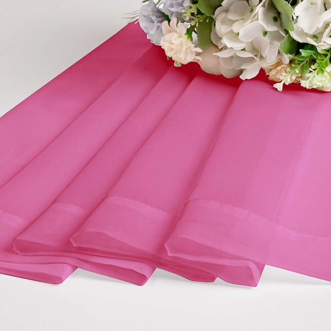 OWENIE Short Hot Pink Sheer Curtains 30 Inch Length 2 Panels Set, Kitchen - Image 7