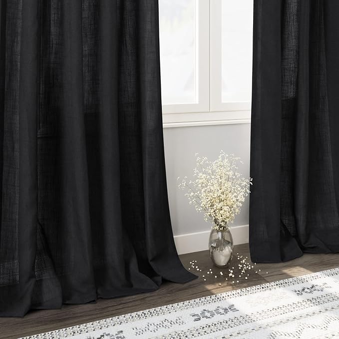 Nanspring Black 102 inch Linen Curtains - Image 5