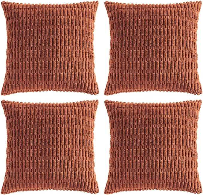 Fancy Homi 4 Packs Rust Decorative Throw Pillow Covers 18x18 Inch by Fancy+Homi