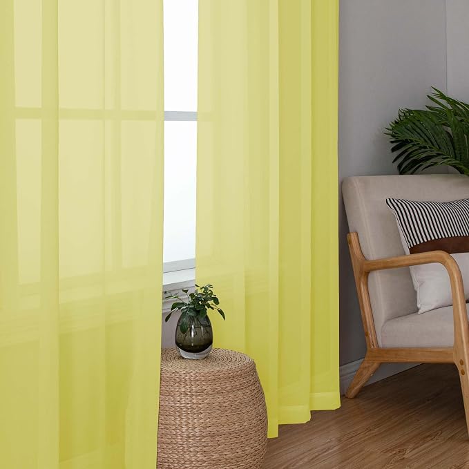 OWENIE Lemon Sheer Curtains 84 Inches Long - Image 3