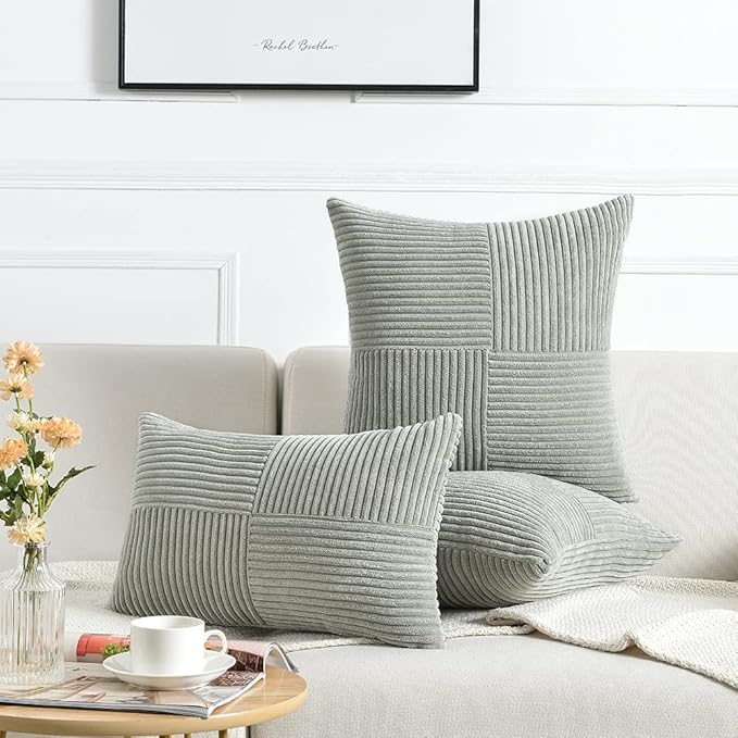 Fancy Homi 2 Packs Grey Lumbar Decorative Throw Pillow Covers 12x20 Inch - Image 6
