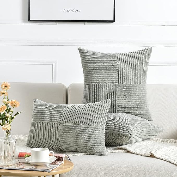 Fancy Homi 2 Packs Grey Euro Decorative Throw Pillow Covers 26x26 Inch - Image 6