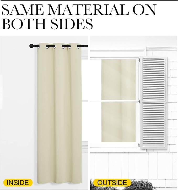 NICETOWN Beige Room Darkening Curtains 86" Long - Image 6