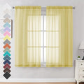 OVZME Mustard Yellow Sheer Curtains 63 Inches Length 2 Panels Rod Pocket Light by OVZME