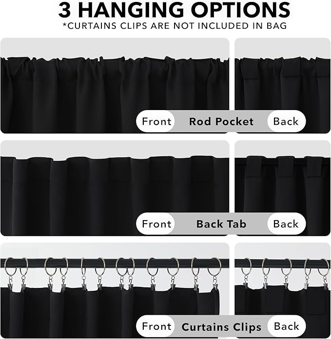 Deconovo Blackout Curtains, Thermal Insulated, W52 x L54 2 Panels, Back Tab - Image 2