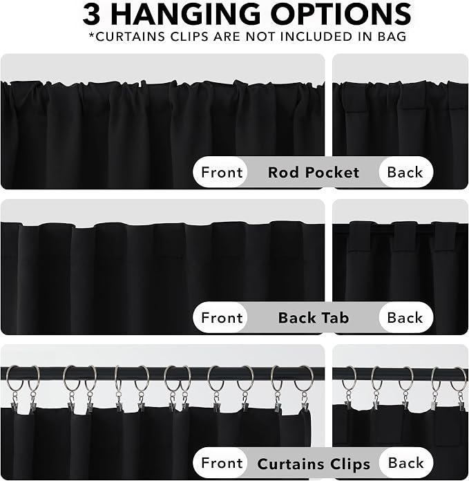 Deconovo Blackout Curtains, Thermal Insulated, W52 x L72 2 Panels, Back Tab - Image 2