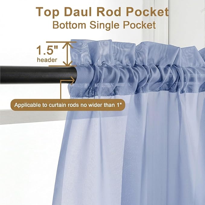 Chyhomenyc Sheer Curtains 90 inches Long 2 Panels - Image 5