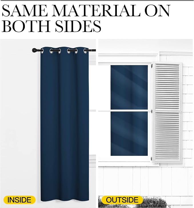 NICETOWN Room Darkening Draperies Window Curtain Panels, Moroccan Blue - Image 5