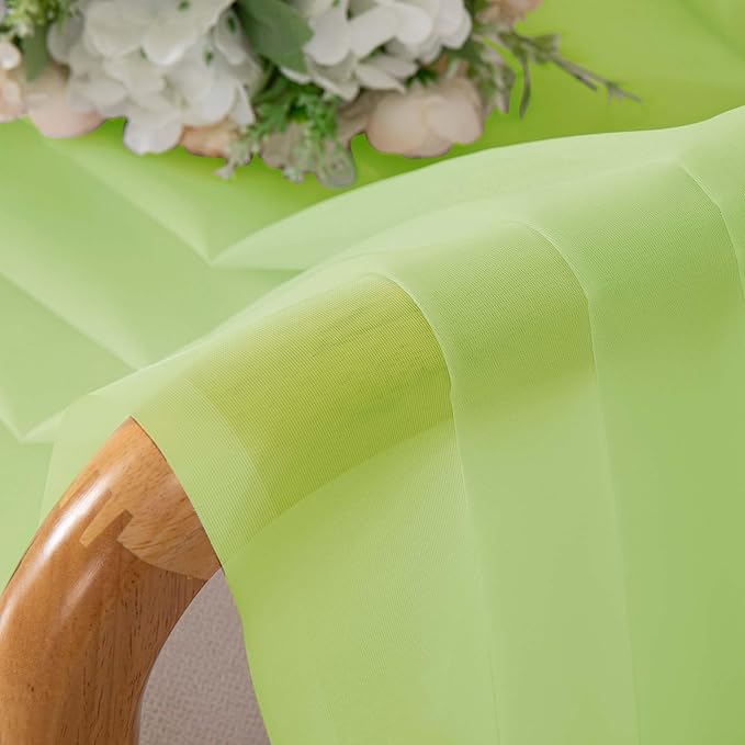 OWENIE Short Lime Sheer Curtains 36 Inch Length 2 Panels Set, Kitchen Tiers - Image 6