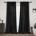 Black Linen Curtains 120 inch Extra Long by Nanspring