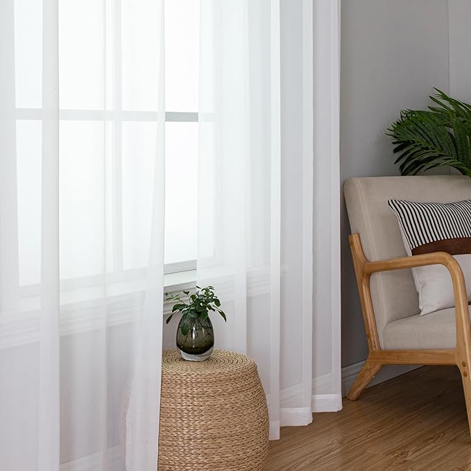 Aiyufeng Voile Sheer White Curtains - Image 2