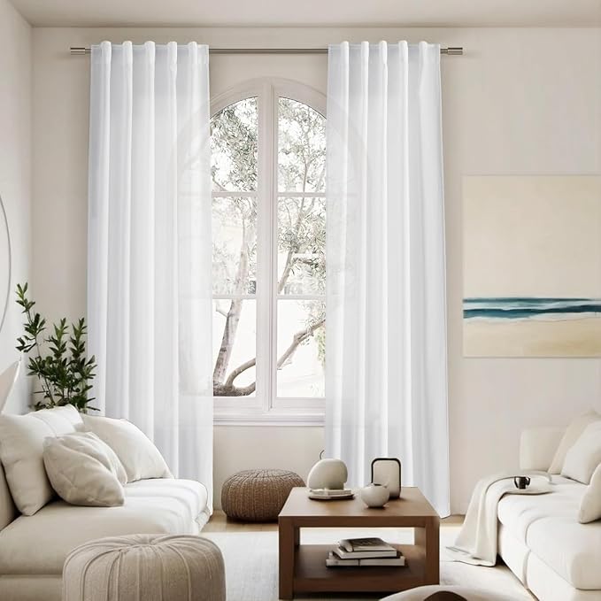 Nanspring 45 Inch Linen White Curtains - Image 7