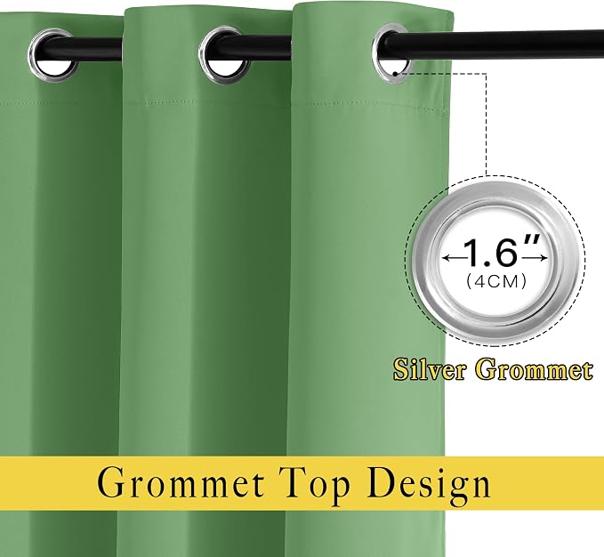 NICETOWN Forest Green Blackout Curtains - Image 2