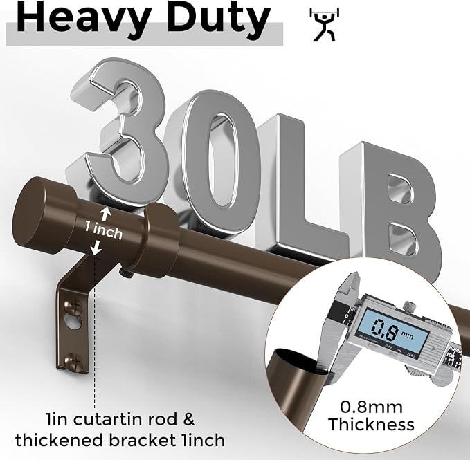 Bronze Curtain Rods for Windows 36 to 240 Inch, Size:36-240 Inch - Image 3