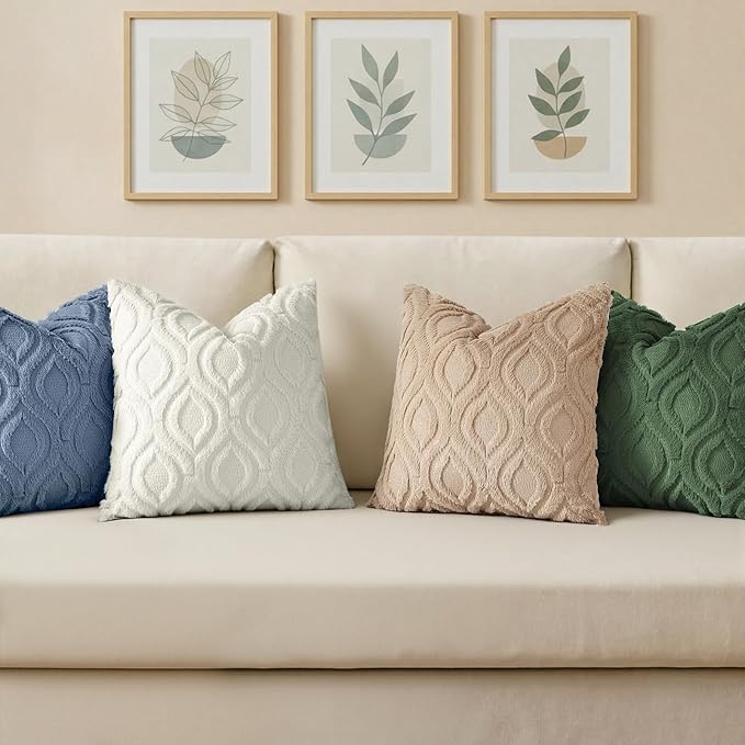 decorUhome Throw Pillow Covers 16x16 Inch Set of 2, Soft Plush Faux Wool Bluen - Image 4