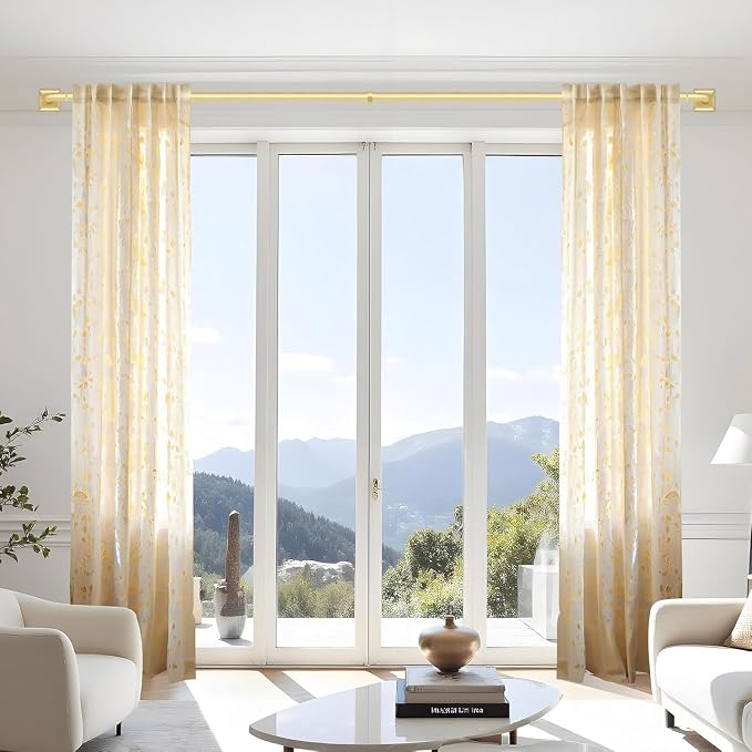 Gold Curtain Rods for Windows 66-184 Inch Heavy Duty Wrap Around Blackout - Image 2