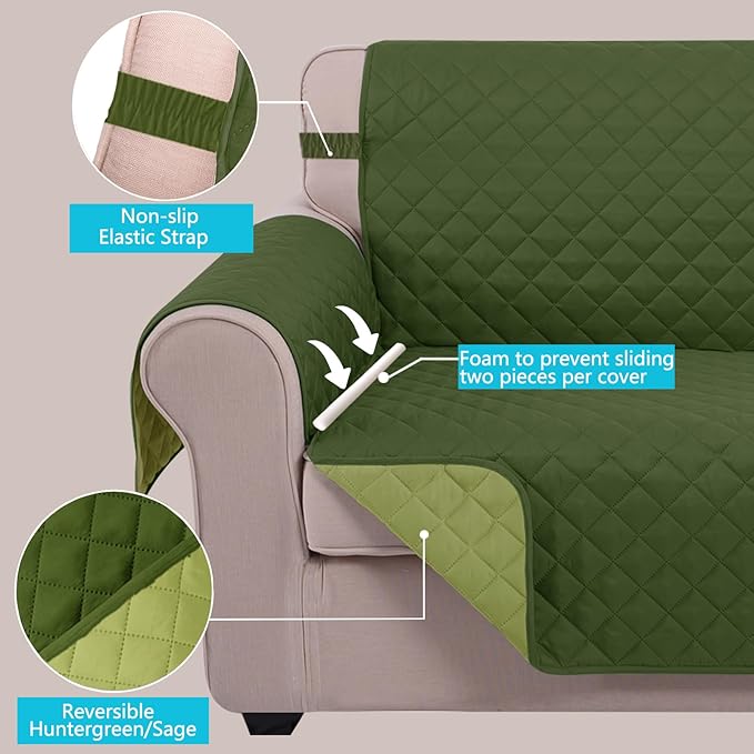 U-NICE HOME Loveseat Sofa Cover Reversible Couch Cover - Image 3