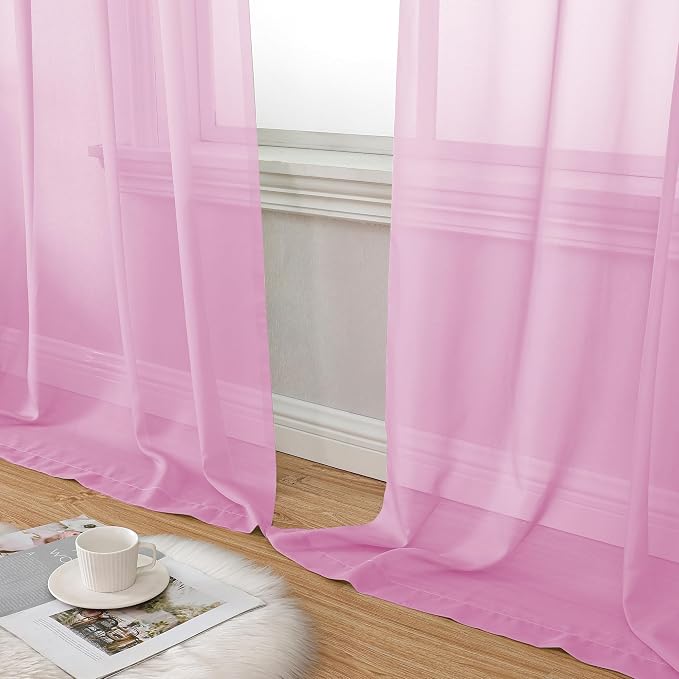 Aiyufeng Sheer Pink Curtains 72inches Long - Image 6