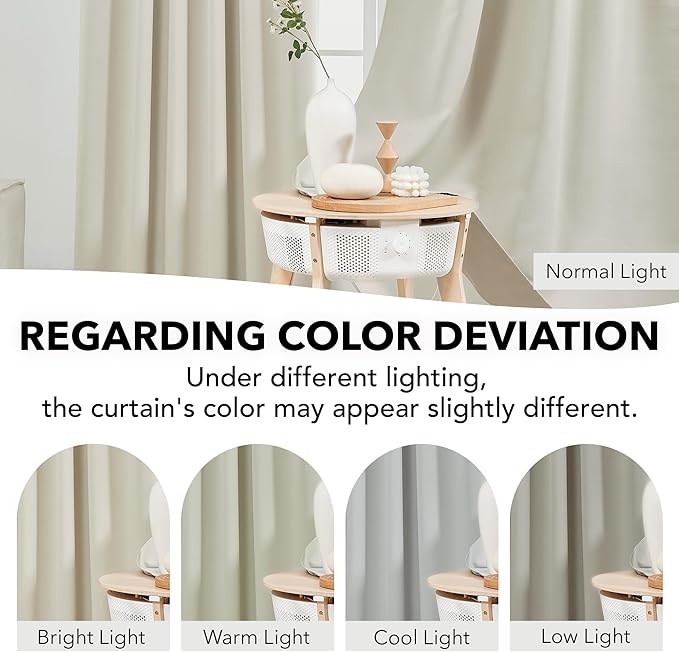 Deconovo Blackout Curtains, Thermal Insulated, W52 x L54 2 Panels, Back Tab - Image 3