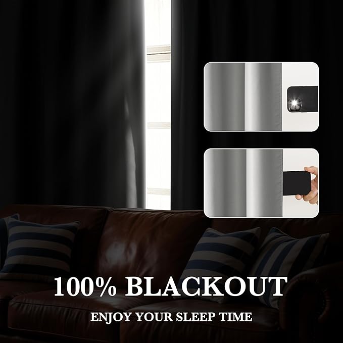 RYB HOME Bedroom Blackout Curtains 72 inches Long, 100% Blackout Thermal - Image 4