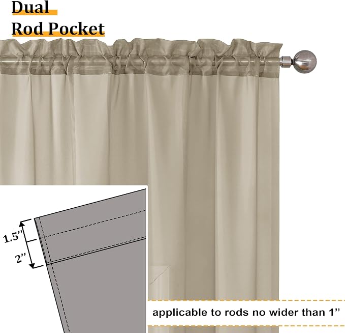 Aiyufeng Taupe Sheer Curtains 54 Inches Long 2 Panels Set, Semi Transparent - Image 4