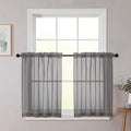 Grey Kitchen Curtains 30 Inch Length Tier 2 PCS, Solid Soft Half Curtains by WelvetBLK
