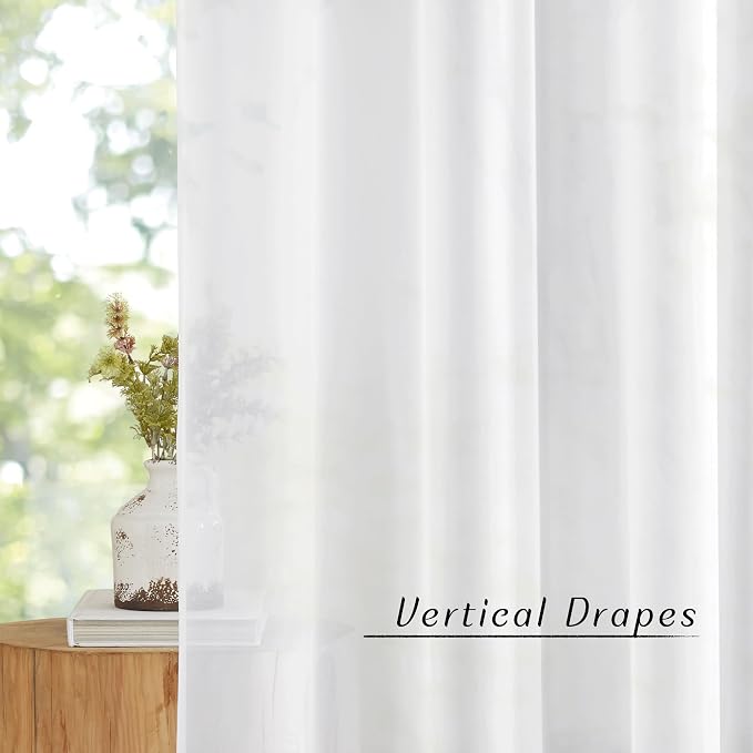 NICETOWN Soft Voile White Sheer Curtains 63 inches Long - Image 3