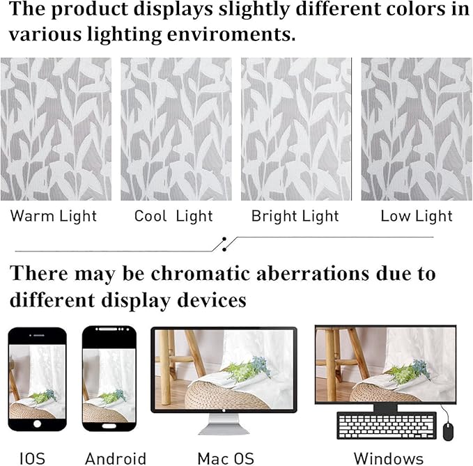 Lecloud Leia White Sheer Curtains 63 Inch Length 2 Panels, Rustic Light - Image 8