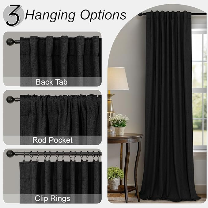 Pitalk Black Blackout Curtains 96 Inches Long - Image 6
