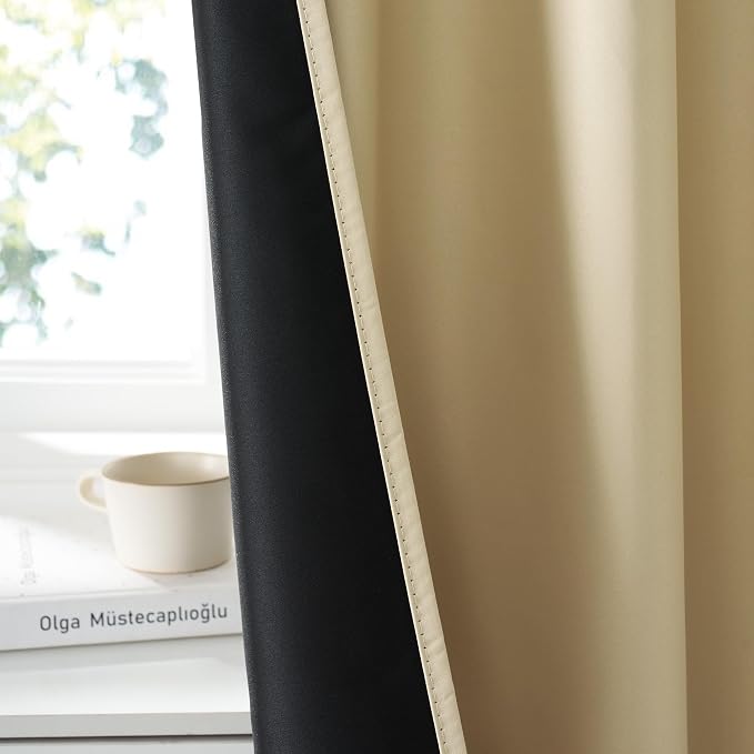 RYB HOME Bedroom Blackout Curtains 63 inches Long, 100% Blackout Thermal - Image 3