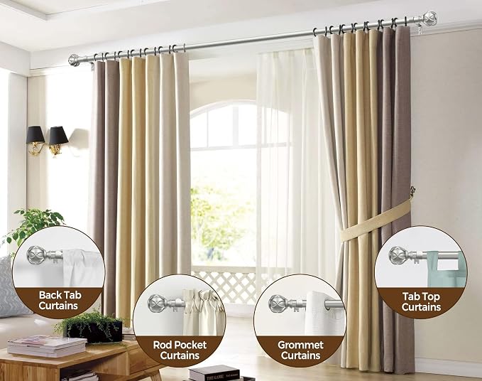 KAMANINA 1 Inch Curtain Rod Telescoping Single Drapery Rod 36 to 72 Inches - Image 4