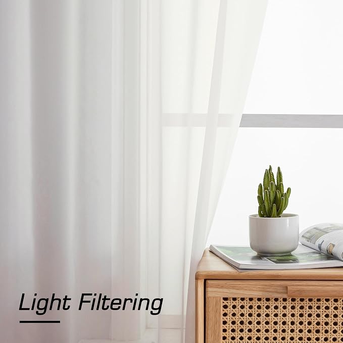 Aiyufeng Voile Sheer Ivory Curtains - Image 2