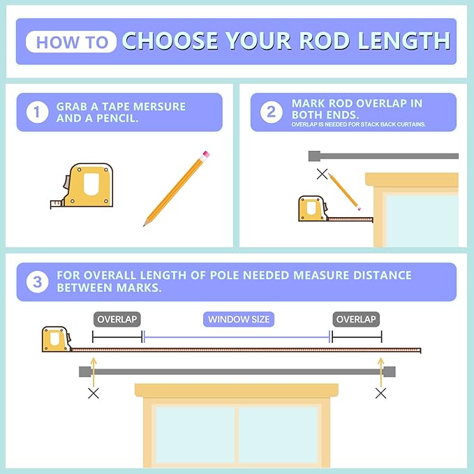 Byondeth Curtain Rods for Windows 16 to 170 Inches Adjustable Length 1 Inch - Image 6