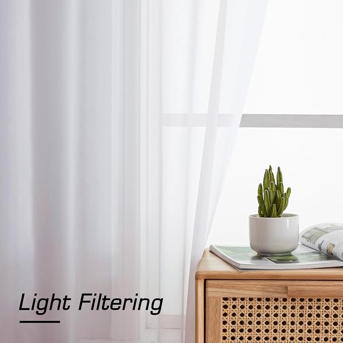 Aiyufeng 2 Pack: Basic White Sheer Curtain Drapes - Image 2