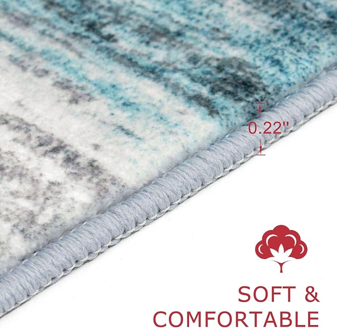 KOZYFLY Modern Abstract Runner Rug, 2x7 Kitchen Rugs Non-Slip Washable Soft - Image 2