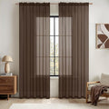 MIULEE Short Chocolate Brown Sheer Curtains 45 Inches Long, Light Filtering by MIULEE