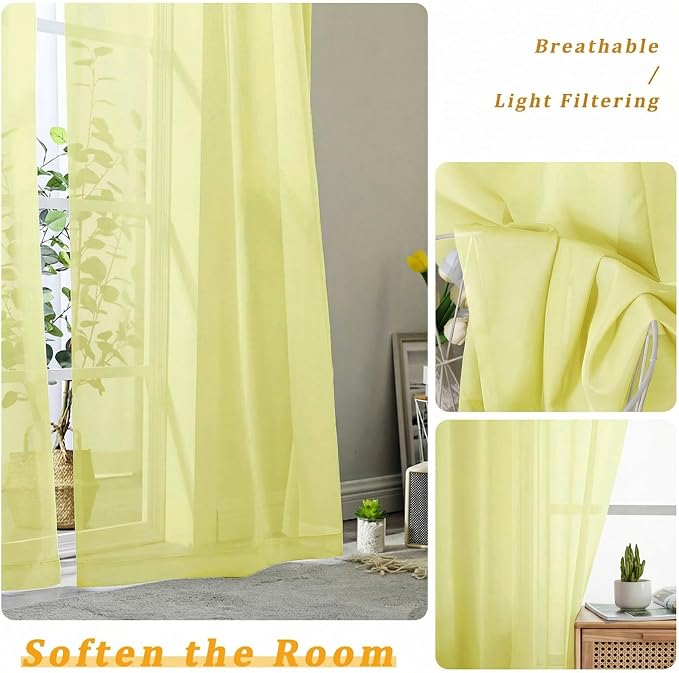 Gwine Sheer Curtains for Living Room 45 inch Length - Image 5