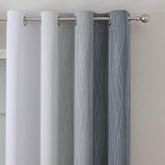 Estelar Textiler Grey and Greyish White Blackout Curtains & Drapes - Image 4