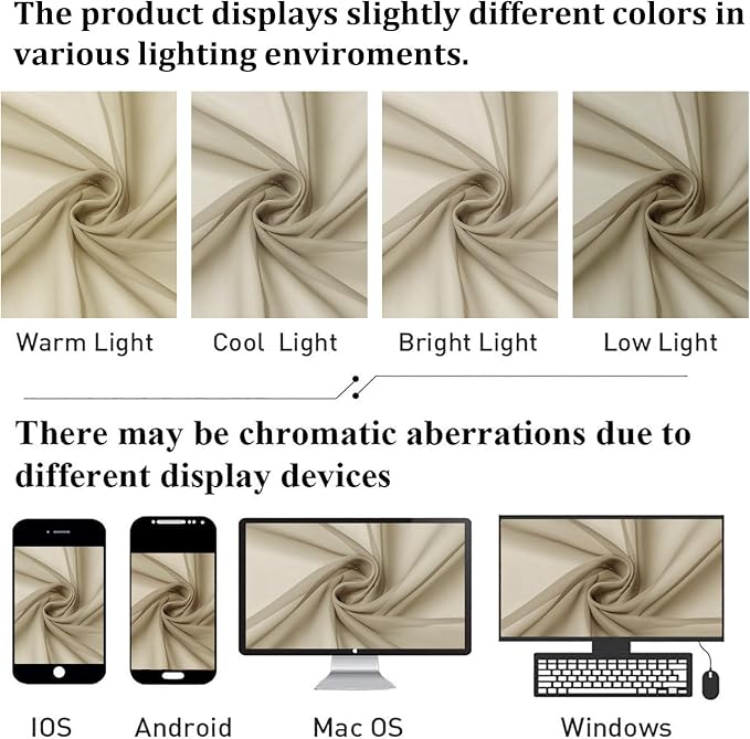 Lecloud Taupe Sheer Curtains 120 Inches Long 2 Panels Set, Rod Pockets Light - Image 5