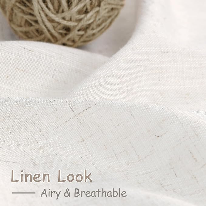 Ivory White Semi Sheer Linen Curtains 72 inch Length - Image 3