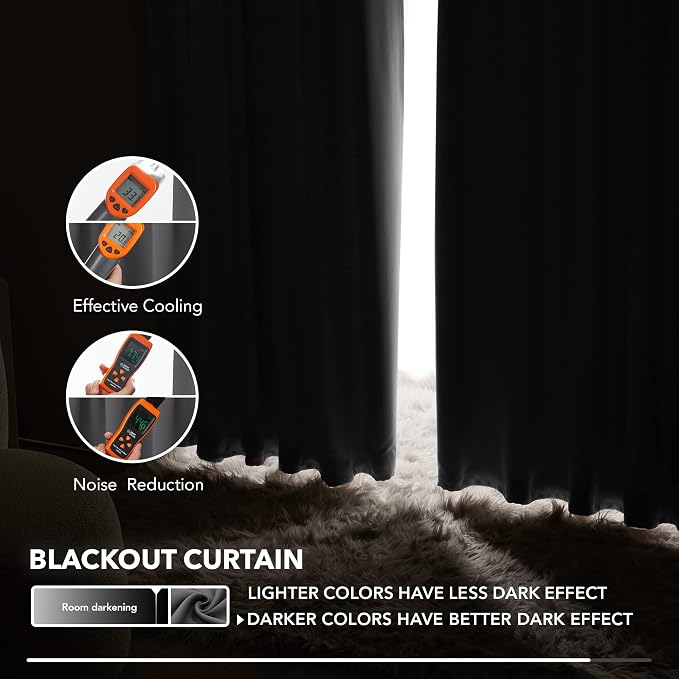 Deconovo Rod Pocket and Back Tab Curtains Room Darkening Curtain Blackout - Image 5