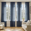 MIULEE Navy Blue Sheer Curtains 108 Inches Long, 4 Panels Set, Light Filtering by MIULEE
