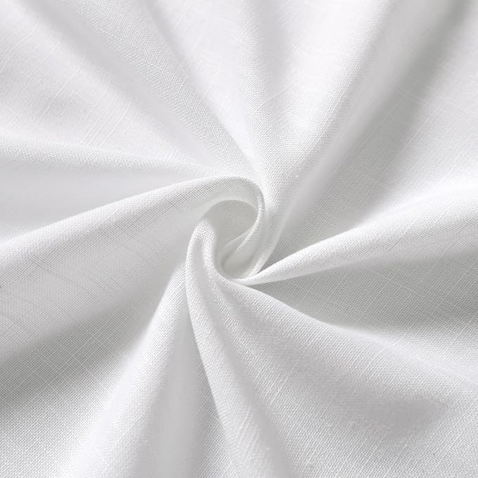 Nanspring White Cafe Curtains 54 Inch Length Set 2 Panel Kitchen Back Tab - Image 6