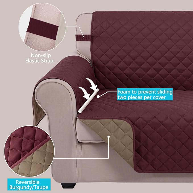 U-NICE HOME Recliner Chair Covers Reversible Quilted Water Repellent Pet - Image 3
