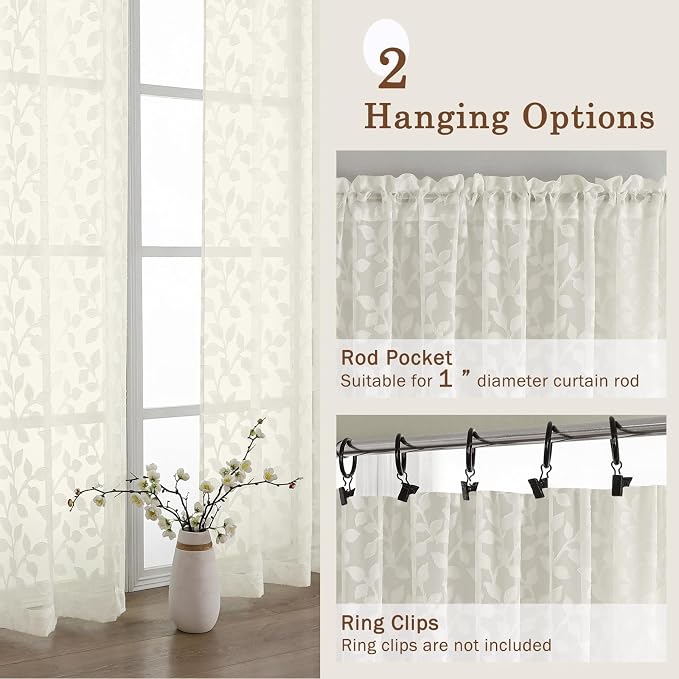 Chyhomenyc Ivory Sheer Curtains 84 Inch Length 2 Panels Set, Light Filtering - Image 5