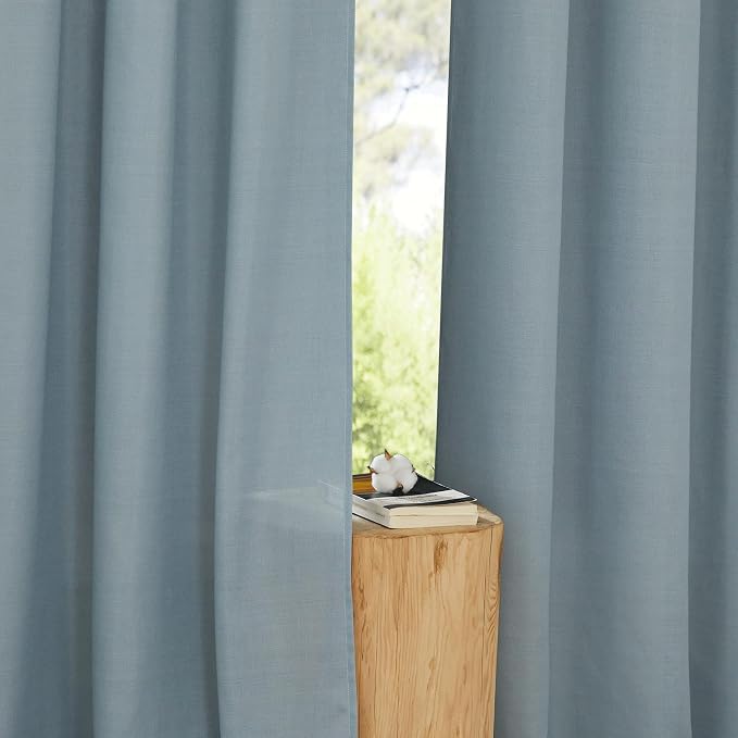 NICETOWN Stone Blue Thick Linen Curtains 72" Length, Grommet Privacy Window - Image 3